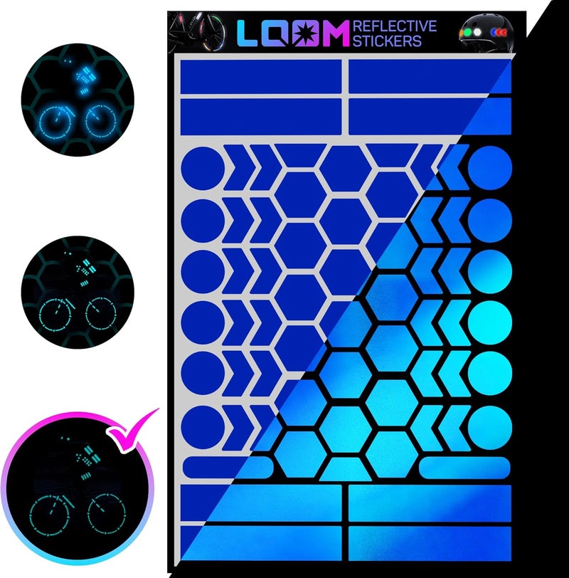 Loom Reflective Stickers | 67pc Engineer Blu | Reflective Stickers for Helmet, Bike, Motorcycle, Hard Hat | Waterproof Reflectors for Car, Trailer | Bike Reflectors for Night Riding - Image 1